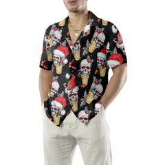 Christmas Skulls With Waffle Cone Hawaiian Shirt, Funny Skull Christmas Shirt, Best Gift For Christmas - Hyperfavor