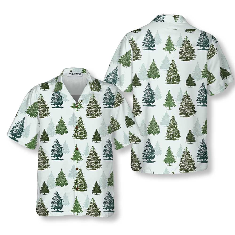 Christmas Tree Pattern Shirt For Men Christmas Hawaiian Shirt - Hyperfavor