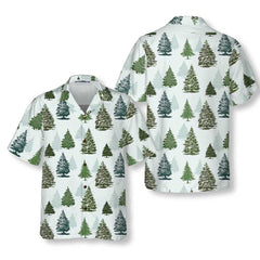 Christmas Tree Pattern Shirt For Men Christmas Hawaiian Shirt - Hyperfavor