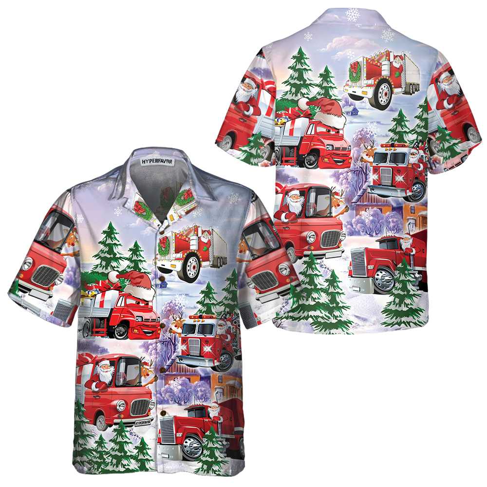 Christmas Truck Hawaiian Shirt, Red Truck Christmas Shirt, Best Christmas Gift - Hyperfavor