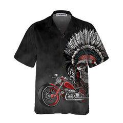 Classic And Vintage Skull Biker Chief Man Native American Motorcycle Hawaiian Shirt, Best Gift For Bikers - Hyperfavor
