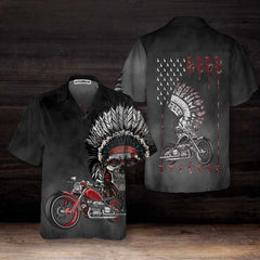 Classic And Vintage Skull Biker Chief Man Native American Motorcycle Hawaiian Shirt, Best Gift For Bikers - Hyperfavor