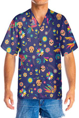 Colorful Alebrijes Birds And Bright Floral Mexican Culture Hawaiian Shirt, Mexican Sugar Skull Shirt - Hyperfavor
