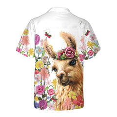 Colorful Flower With Alpaca Hawaiian Shirt, Floral Alpaca Shirt, Funny Alpaca Print Shirt For Men & Women - Hyperfavor