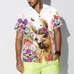 Colorful Flower With Alpaca Hawaiian Shirt, Floral Alpaca Shirt, Funny Alpaca Print Shirt For Men & Women - Hyperfavor