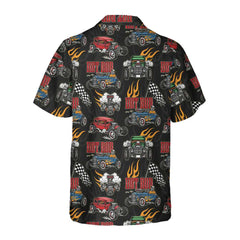 Colorful Hot Rod Pattern Hawaiian Shirt, Racing Hot Rod Shirt For Men - Hyperfavor