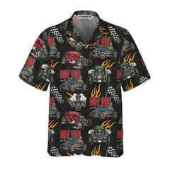 Colorful Hot Rod Pattern Hawaiian Shirt, Racing Hot Rod Shirt For Men - Hyperfavor