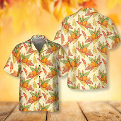Colorful Leaves And Pumpkin Thanksgiving Hawaiian Shirt, Autumn Vibe Thanksgiving Shirt, Best Thanksgiving Gift - Hyperfavor