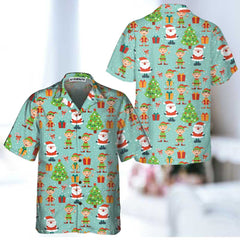 Colorful Santa Helper Pattern Hawaiian Shirt, Funny Christmas Shirt, Best Christmas Gift Idea - Hyperfavor