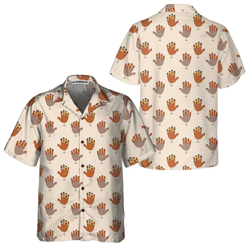 Colorful Thanksgiving Turkey Hawaiian Shirt, Funny Turkey Hand Pattern Thanksgiving Shirt, Gift For Thanksgiving Day - Hyperfavor