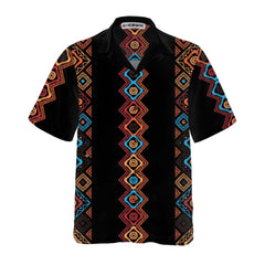 Colorful Tribal Pattern Native Amerian Hawaiian Shirt, Ethnic Pattern American Indian Shirt, Unique Native American Gift - Hyperfavor