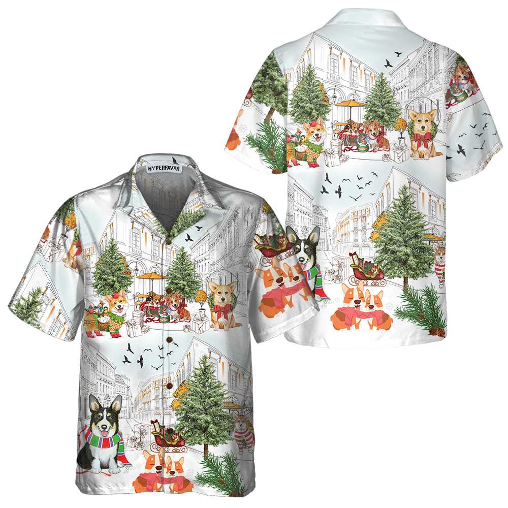 Corgis On Christmas Day Hawaiian Shirt, Corgi Dog Christmas Shirt For Men & Women, Best Christmas Gift - Hyperfavor