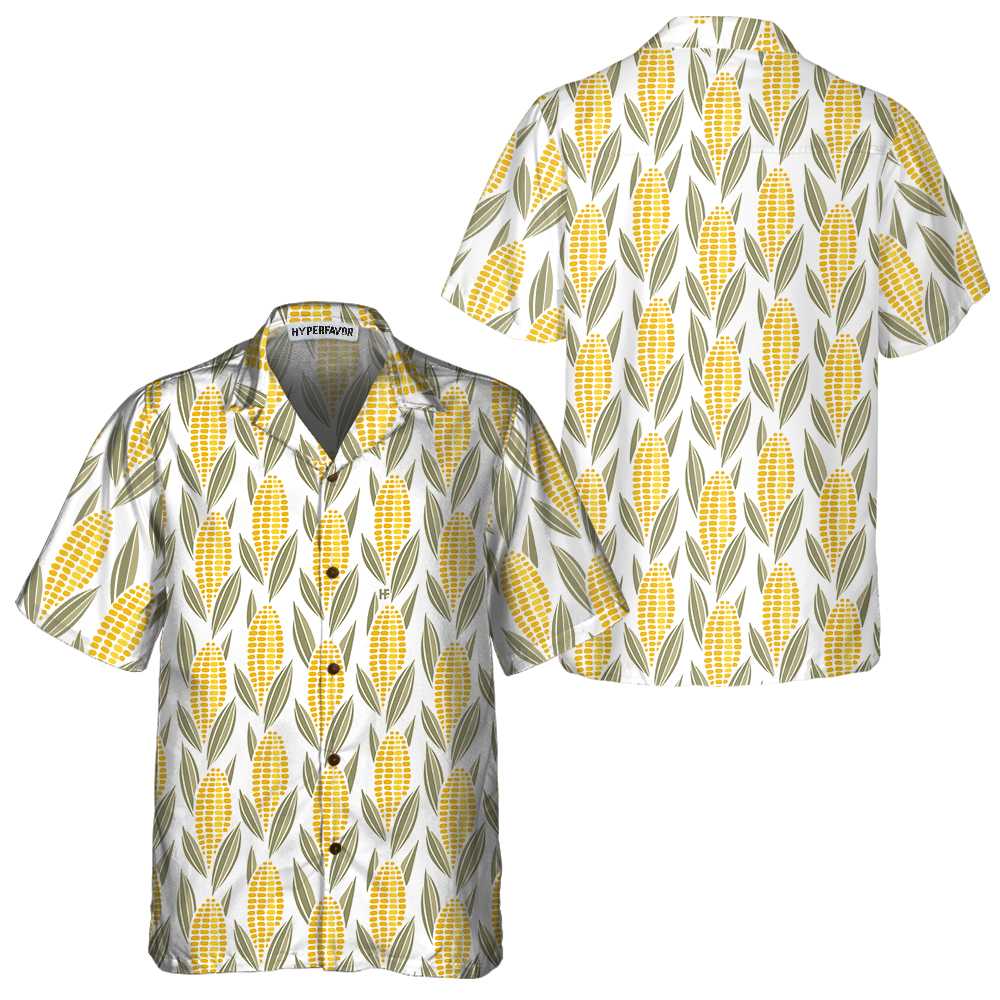 Corn Cob Maize Hawaiian Shirt, Funny Corn Shirt For Adults, Corn Print Shirt - Hyperfavor