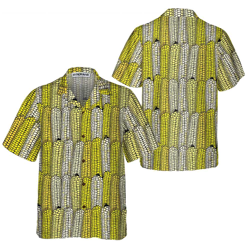 Corn Cob Plant Seamless Pattern Hawaiian Shirt, Corn Shirt Button Up, Hawaiian Shirt With Corn - Hyperfavor