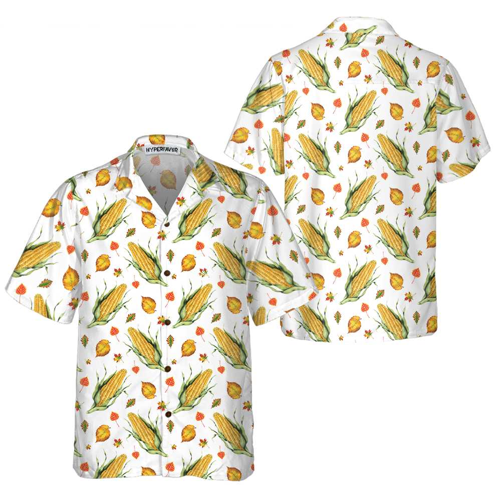 Corns And Leaves Hawaiian Shirt, Corn On The Cob Shirt, Best Corn Shirt For Men Gift Idea - Hyperfavor