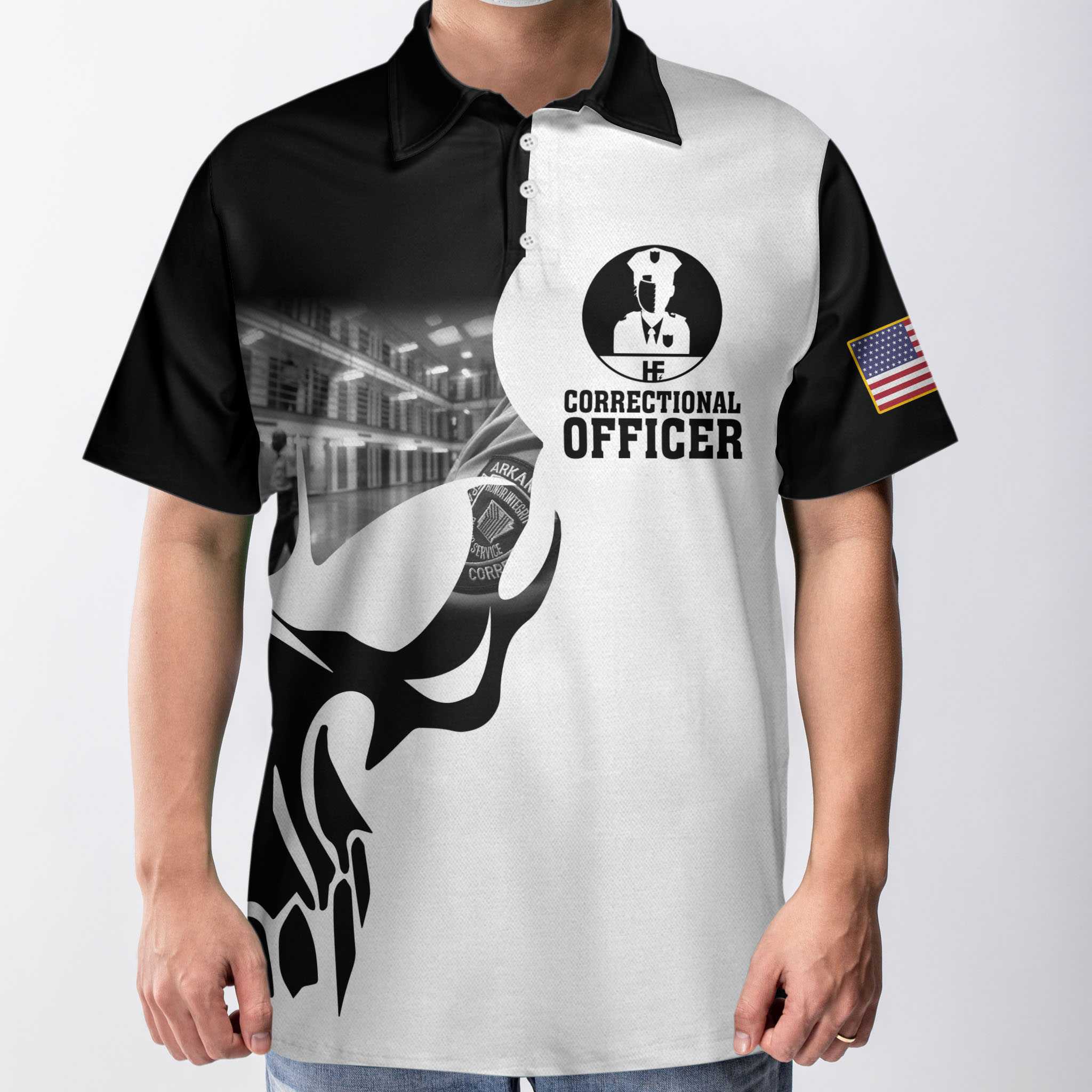 Correctional Officer Proud Skull Polo Shirt - Hyperfavor