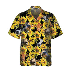Cow With Sunflower Hawaiian Shirt, Tropical Cow Shirt For Men And Women, Funny Cow Print Shirt Gift Idea - Hyperfavor