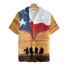 Cowboy Texas Flag Hawaiian Shirt, Vintage Texas Cowboy Shirt For Men - Hyperfavor