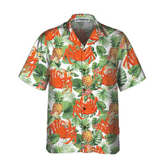 Crab And Tropical Pineapple Pattern Hawaiian Shirt, Unique Crab Shirt, Crab Print Shirt - Hyperfavor
