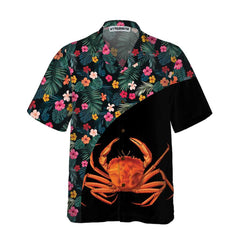 Crab & Flower Hawaiian Shirt, Unique Crab Shirt, Crab Print Shirt - Hyperfavor
