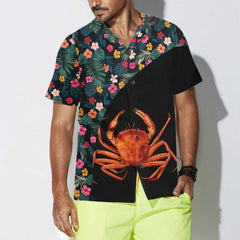 Crab & Flower Hawaiian Shirt, Unique Crab Shirt, Crab Print Shirt - Hyperfavor