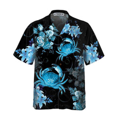 Crab In Blue Hawaiian Shirt, Floral Crab Hawaiian Shirt, Cool Crab Shirt For Men And Women - Hyperfavor