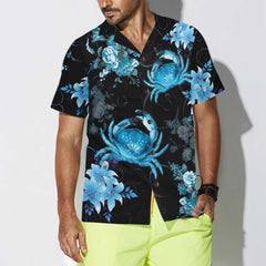 Crab In Blue Hawaiian Shirt, Floral Crab Hawaiian Shirt, Cool Crab Shirt For Men And Women - Hyperfavor