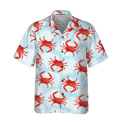 Crab On Light Blue Hawaiian Shirt, Unique Crab Shirt, Crab Print Shirt For Adults - Hyperfavor