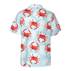 Crab On Light Blue Hawaiian Shirt, Unique Crab Shirt, Crab Print Shirt For Adults - Hyperfavor