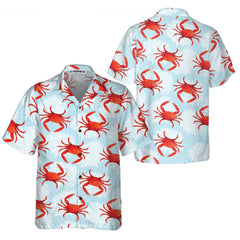 Crab On Light Blue Hawaiian Shirt, Unique Crab Shirt, Crab Print Shirt For Adults - Hyperfavor