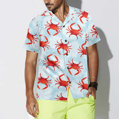 Crab On Light Blue Hawaiian Shirt, Unique Crab Shirt, Crab Print Shirt For Adults - Hyperfavor