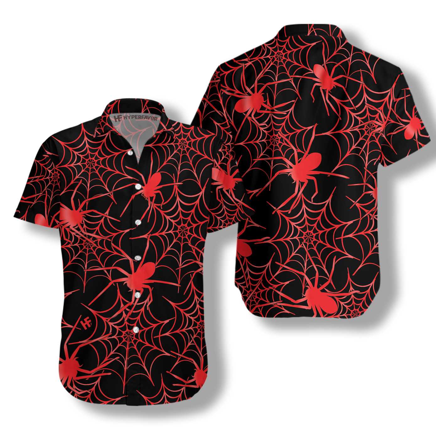 Creepy Spider Halloween Hawaiian Shirt - Hyperfavor