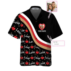 Couple Name And Picture Valentine Custom Hawaiian Shirt, Valentine's Day Shirt For Couples, Personalized Valentine Gift - Hyperfavor