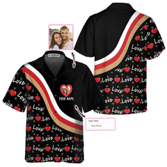 Couple Name And Picture Valentine Custom Hawaiian Shirt, Valentine's Day Shirt For Couples, Personalized Valentine Gift - Hyperfavor