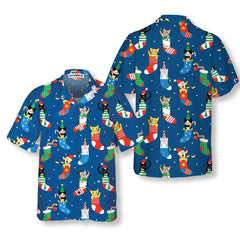 Cute Cats In Christmas Socks Hawaiian Shirt, Christmas Cat Shirt, Best Christmas Gift - Hyperfavor