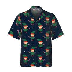 Cute Elf With Candy Cane Hawaiian Shirt, Funny Elf Christmas Shirt, Best Christmas Gifts Idea - Hyperfavor