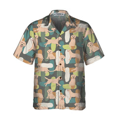 Cute Labrador Seamless Pattern Dog Hawaiian Shirt, Labrador Hawaiian Shirt, Funny Gift For Labrador Retriever Lover - Hyperfavor