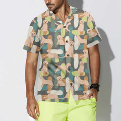 Cute Labrador Seamless Pattern Dog Hawaiian Shirt, Labrador Hawaiian Shirt, Funny Gift For Labrador Retriever Lover - Hyperfavor