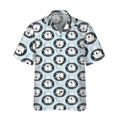 Cute Lion On Blue Hawaiian Shirt, Button Up Lion Shirt For Men & Women, Lion Hawaiian Shirt Lion Gift Idea - Hyperfavor