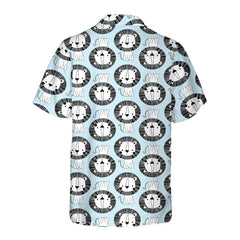 Cute Lion On Blue Hawaiian Shirt, Button Up Lion Shirt For Men & Women, Lion Hawaiian Shirt Lion Gift Idea - Hyperfavor