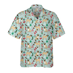 Cute Pug Xmas Holiday Hawaiian Shirt, Funny Christmas Dog Hawaiian Shirt - Hyperfavor