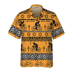 Cycling Tribal Pattern Hawaiian Shirt For Men & Women, Vintage Bicycle Shirt, Best Gift For Bikers - Hyperfavor