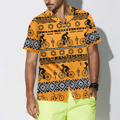 Cycling Tribal Pattern Hawaiian Shirt For Men & Women, Vintage Bicycle Shirt, Best Gift For Bikers - Hyperfavor