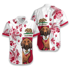 Dachshund California Flag Hawaiian Shirt EZ15 1907 Hawaiian Shirt - Hyperfavor