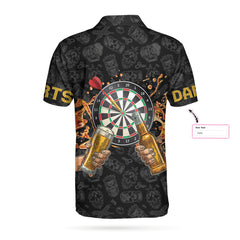 Darts And Beer Lover Shirt For Men Custom Polo Shirt, Personalized Dart Shirt For Men Polo Style Dart Shirt - Hyperfavor