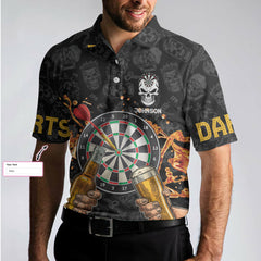 Darts And Beer Lover Shirt For Men Custom Polo Shirt, Personalized Dart Shirt For Men Polo Style Dart Shirt - Hyperfavor