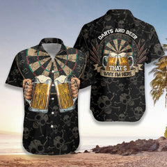 Darts And Beer That's Why I'm Here Hawaiian Shirt - Hyperfavor
