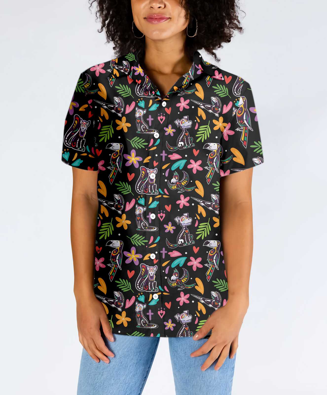 Day Of The Dead Skeleton Animals Hawaiian Shirt, Funny Day Of The Dead Shirt - Hyperfavor