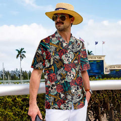 Day Of The Dead Vintage Tequila Hawaiian Shirt, Sugar Skull Shirt, Best Day Of The Dead Gift - Hyperfavor