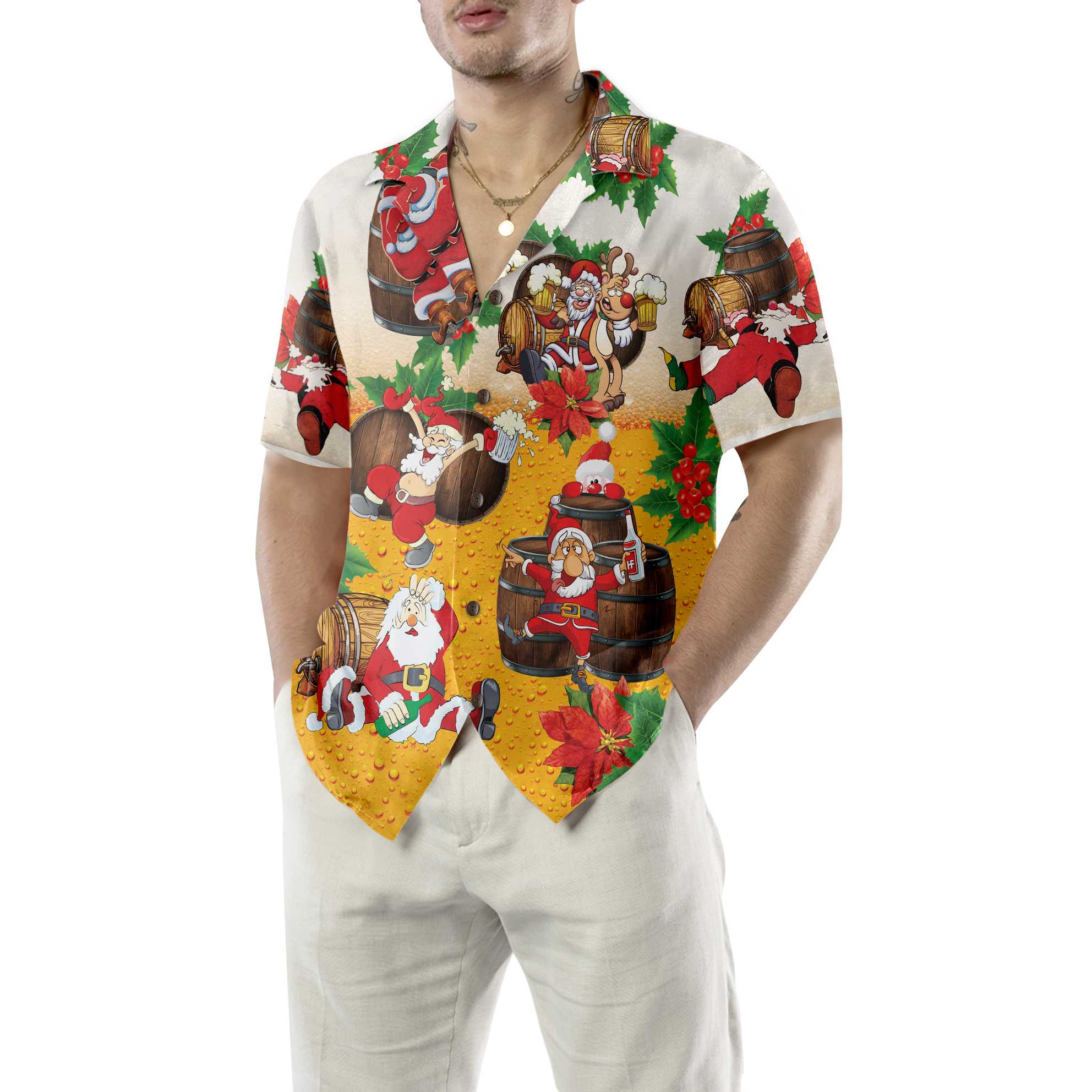 Dear Santa Here's Your Beer Christmas Hawaiian Shirt, Funny Santa Claus Shirt, Best Gift For Christmas - Hyperfavor